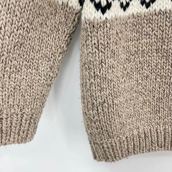 Black Weirdos | Yin Yang Sweater Oatmeal Hand Knit Intarsia Chunky Crew Neck M - Picture 13 of 15